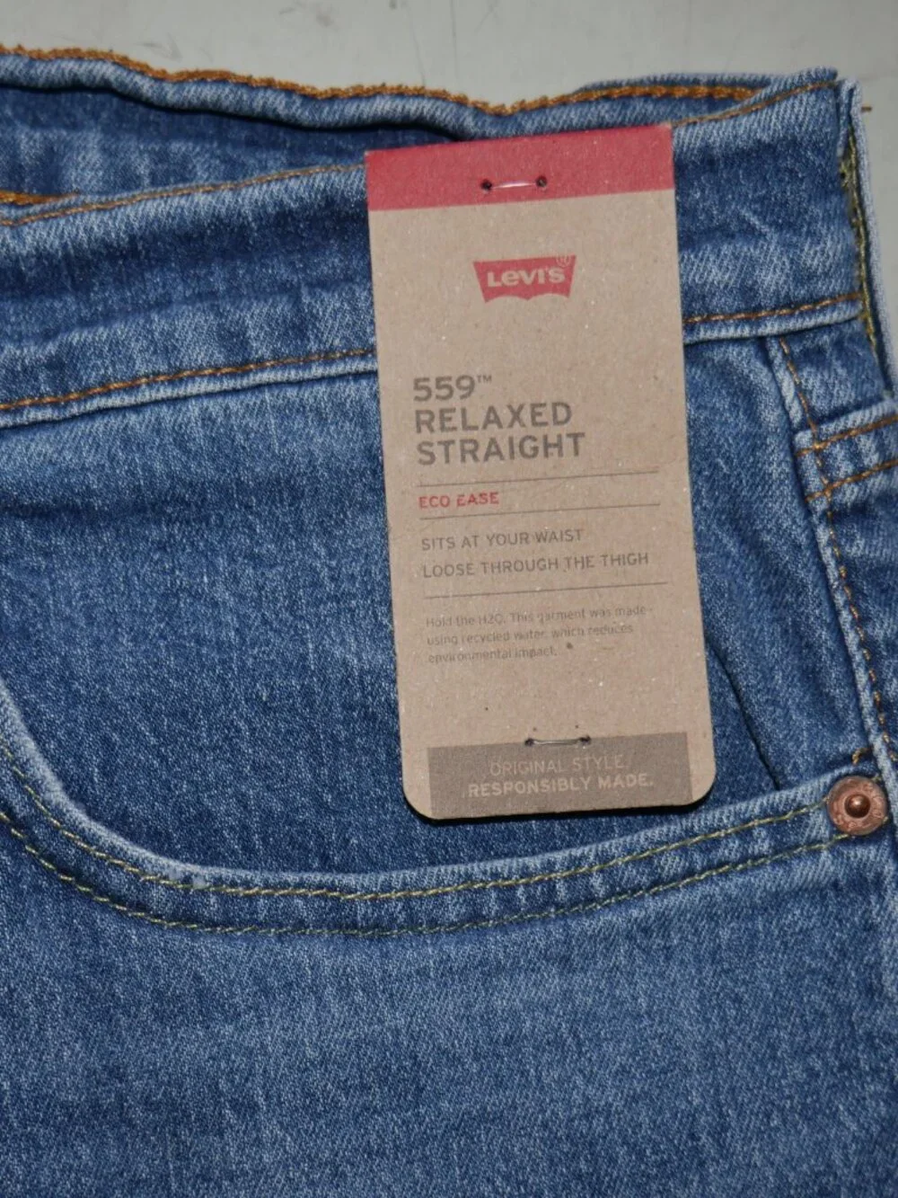 Levis 559 Men's Relaxed Fit Jeans Size 36x36 Medium Wash Stretch Denim NWT